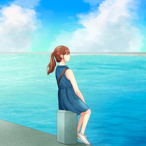 海と佇む女の子
