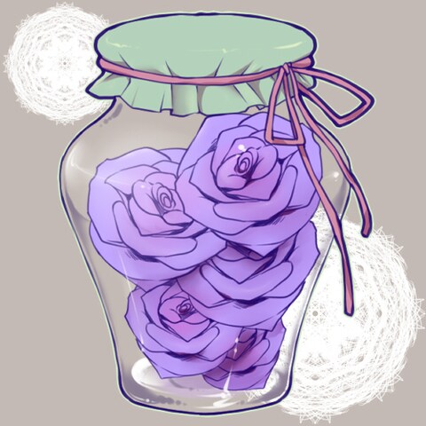 紫バラの瓶詰