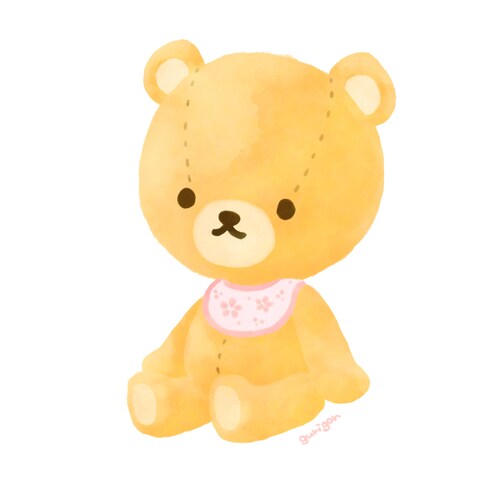 絵の具風クマベビーのぬいぐるみ