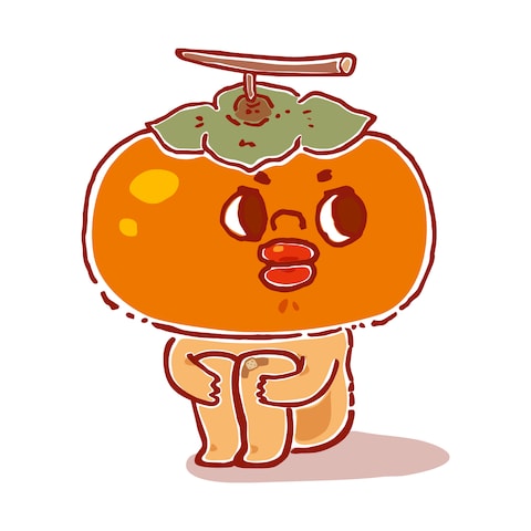 フルーツ屋さんの季節の果物(柿)キャラクター