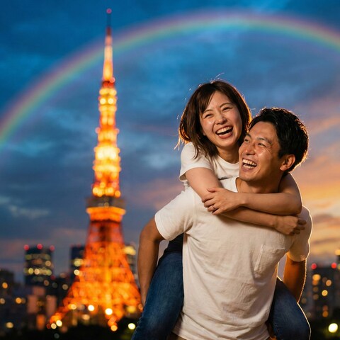 東京タワーで仲良し