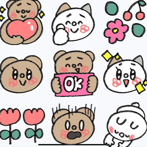 LINE絵文字くまとねこ