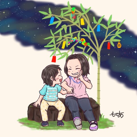 子どもの似顔絵(七夕)