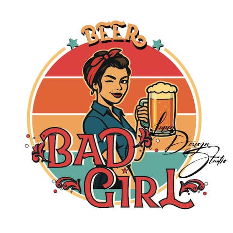 女性の力強さを表現したレトロビールロゴを制作しました