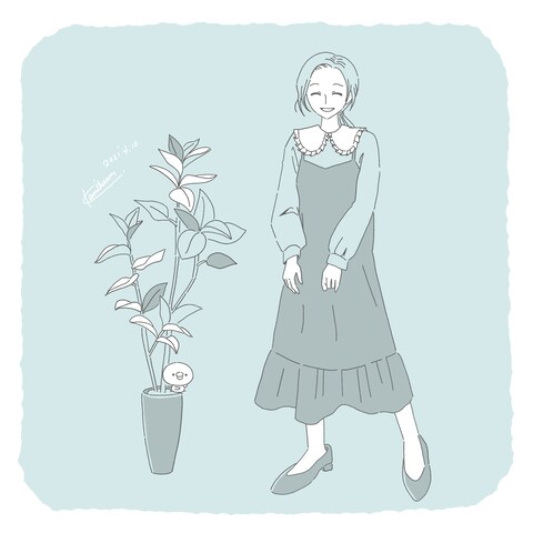 女性と植物