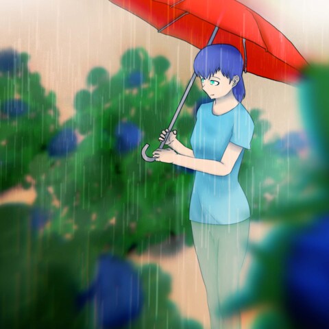 梅雨と傘（オリジナルキャラクター）