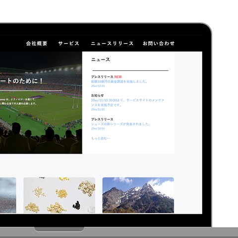 スポーツ用品会社向けコーポレイトサイト