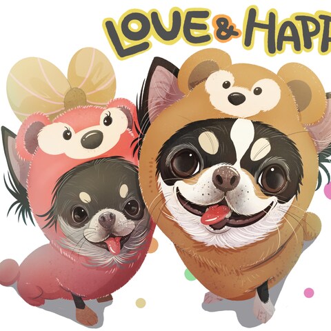 キャラクターに変身　ペット似顔絵