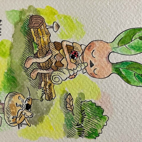 葉っぱの木の葉とかねたたき