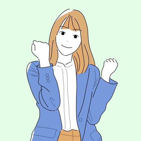 【シンプルイラスト】ガッツポーズ_女性