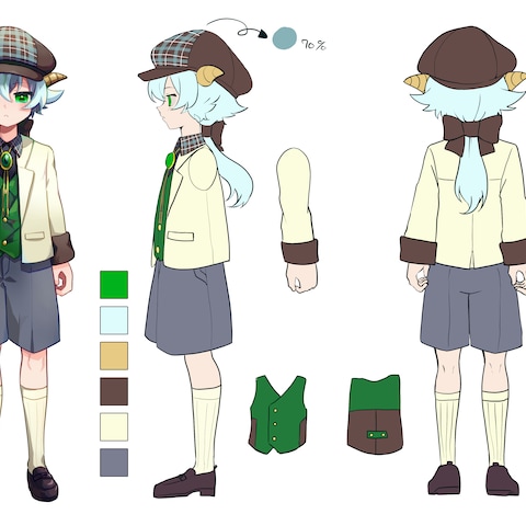 【キャラクターデザイン/三面図】やぎくん