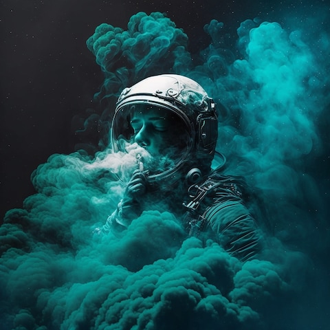 煙の中の宇宙飛行士