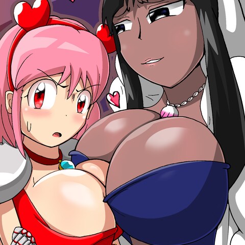 乳房の大きさ比べをする２人の女性