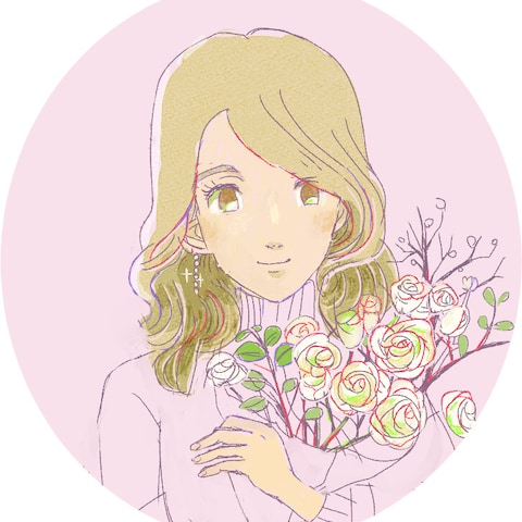 白いバラと女性