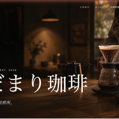 カフェ・焙煎所サイト「ひだまり珈琲」（自主制作）