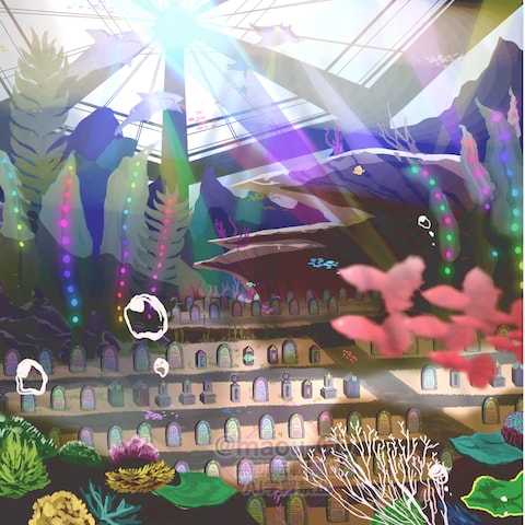 海中墓地　(オリジナル　ファンタジー背景)