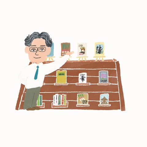 図書館の館長の似顔絵