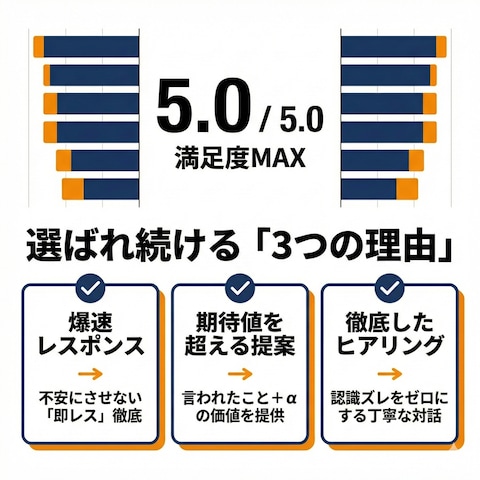 【評価5.0】選ばれ続ける「3つの理由」