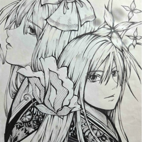 和風装飾キャラクター線画