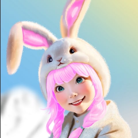 雪山の兎帽の少女(M)