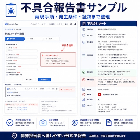 不具合報告書サンプル