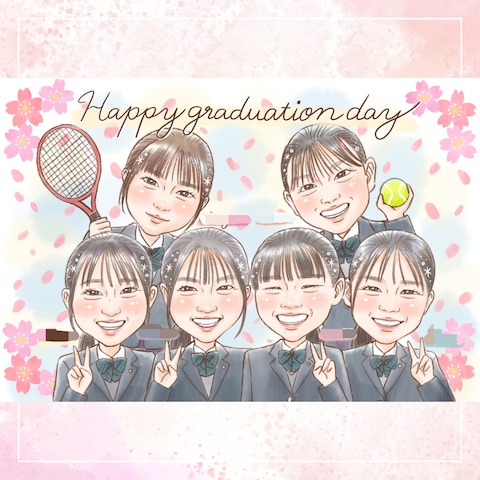 卒業祝いの似顔絵/ゆんゆんのデジタル似顔絵