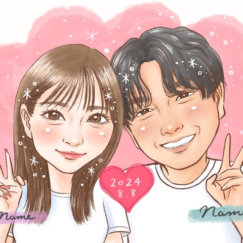 カップルの似顔絵/ゆんゆんのデジタル似顔絵