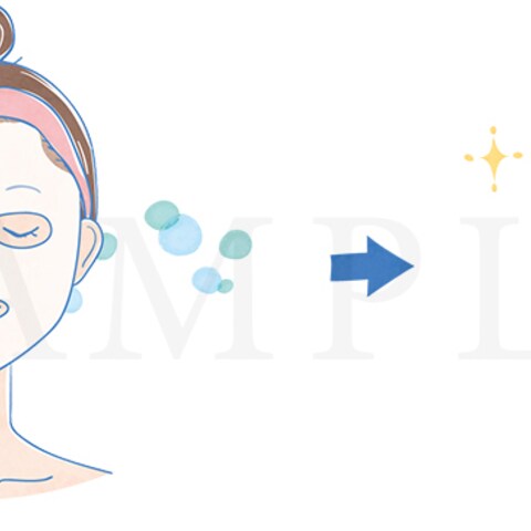 スキンケアをしている女性のイラスト