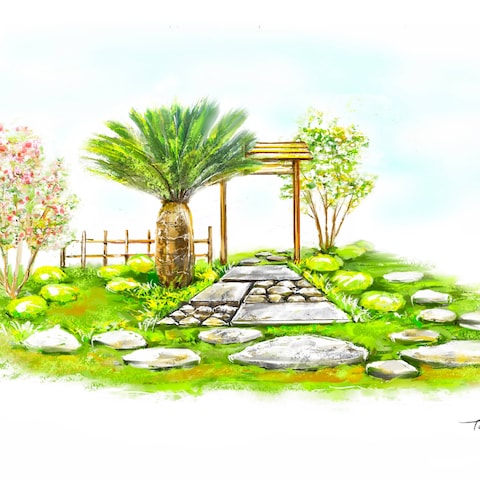 造園パース画、ガーデンデザイン画