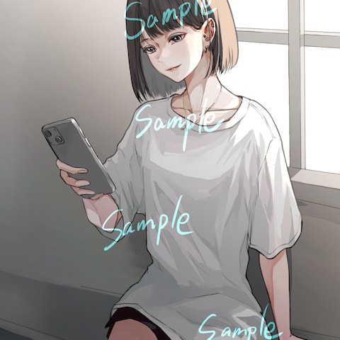 女性/膝上　背景あり