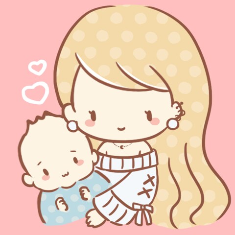 ママと赤ちゃんのデフォルメ似顔絵