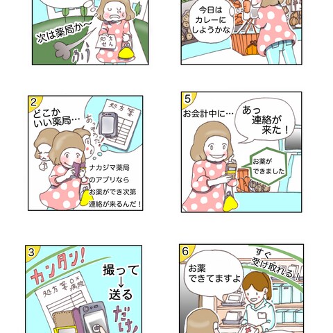 株式会社ナカジマ薬局様アプリ６コマ漫画の作成