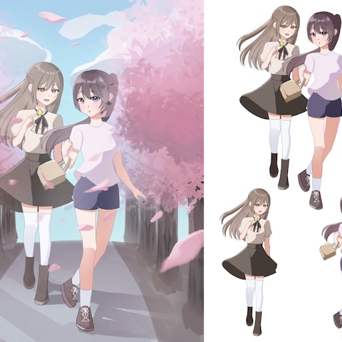 個人制作　女性2人イラスト