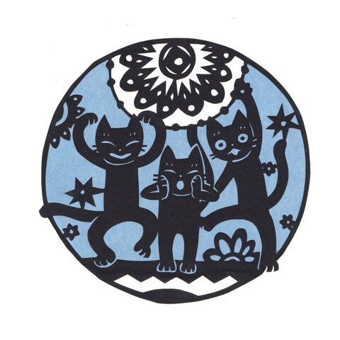 ３匹のねこさん（切り絵）