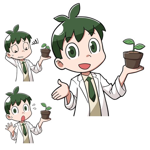 植物学者風のキャラクターイラスト