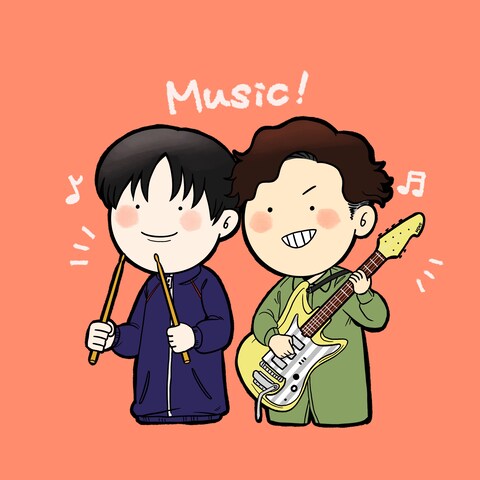 楽器演奏が好きな兄弟のイラスト(SNSアイコン用に作成)