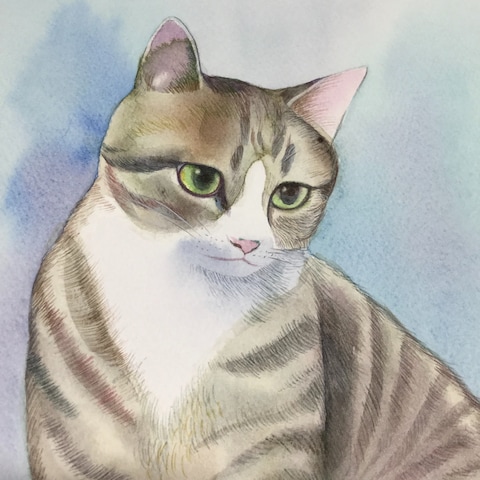 ネコの水彩画