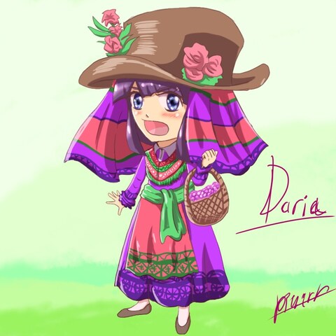 スペイン北部の民族衣装女子
