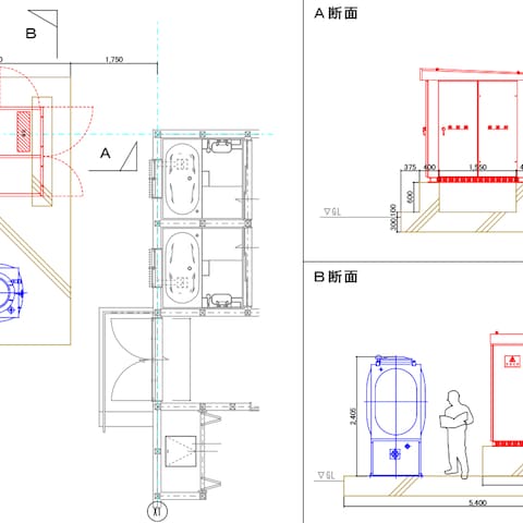 電気設備工事のキュービクル置き場詳細図