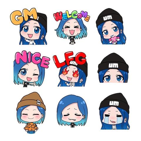 二頭身・ちびキャラスタンプ用イラスト