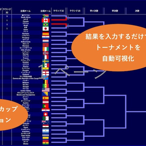 【Excel】試合結果入力で自動更新！トーナメント表