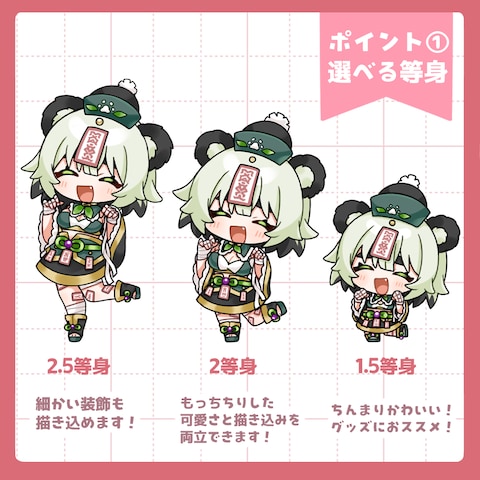 全身ミニキャラの等身サンプル