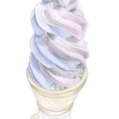 バラとラベンダーのソフトクリーム