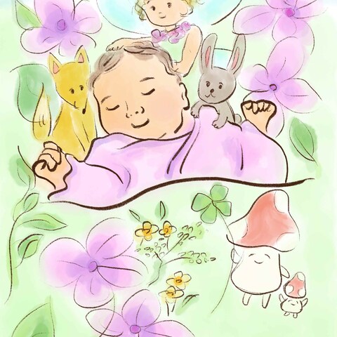 絵本タッチの女の子イラスト