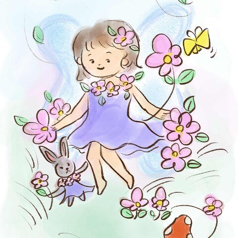 お花畑と妖精