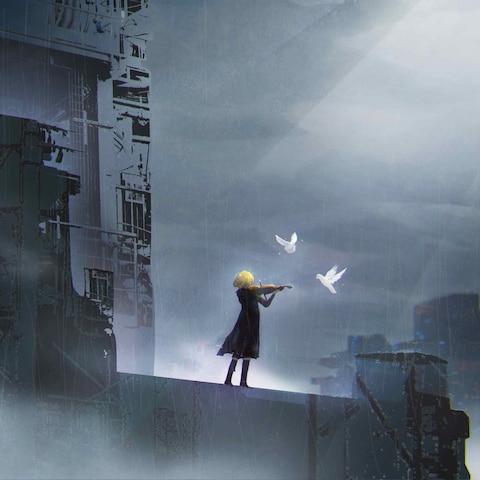 【オリジナルイラスト】背景＋キャラ1人＋小物　横4:3