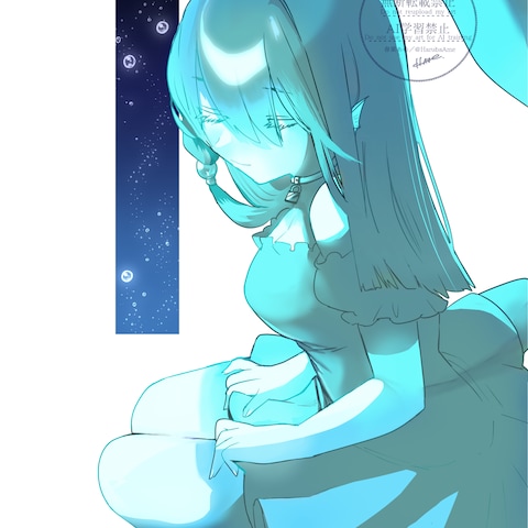 座りポーズ/簡易背景/同系色イラスト