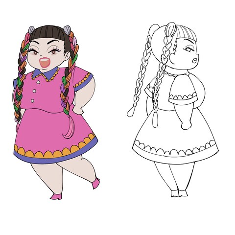 有名人(渡辺直美さん)をカートゥーン調に描いてみた