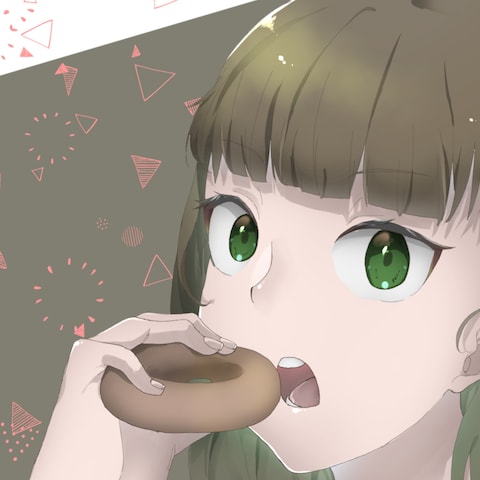 ドーナツを食べる女の子のイラストです