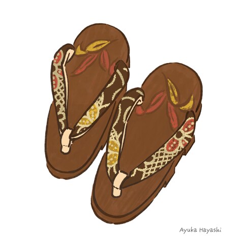 リアルイラスト/下駄/日本文化/和/伝統産業/観光/着物